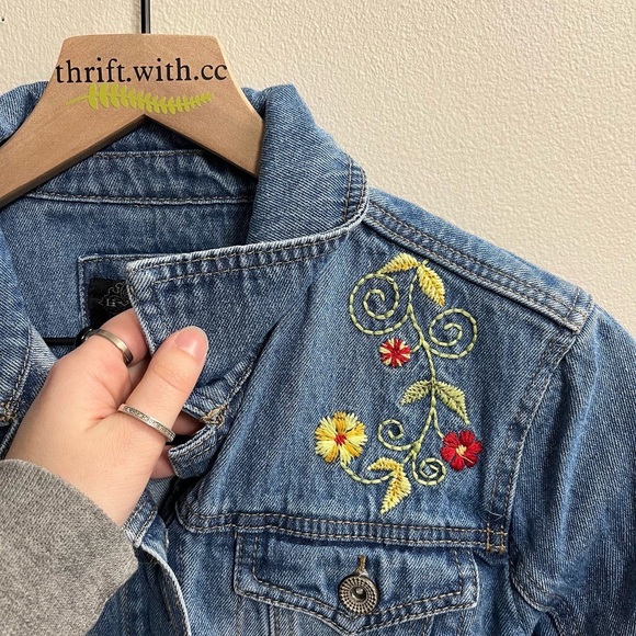 SOLD Embroidered Jean Jacket - Picture 2 of 5